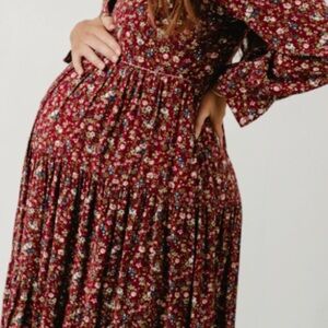 Bump & Milk Maternity and Nursing Dress Long Sleeve Floral